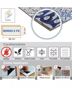 BORDO PARASCHIZZI IN ALLUMINIO AZULEJOS GRIGIO 2 PEZZI, 24X48 CM