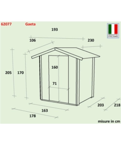 CASETTA IN LEGNO DA GIARDINO ALCE "GAETA" IN ABETE 178X218X205 CM