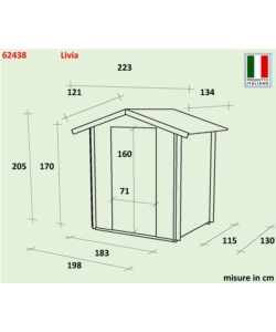 CASETTA IN LEGNO DA GIARDINO ALCE "LIVIA" IN ABETE 198X130X205 CM