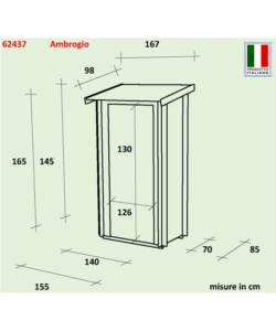 CASETTA IN LEGNO ADDOSSATA DA GIARDINO ALCE "AMBROGIO" IN ABETE 155X85X165 CM
