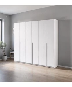 ARMADIO 6 ANTE BATTENTI "GIOTTO" EFFETTO GRAFFIATO BIANCO 258X54X240 CM