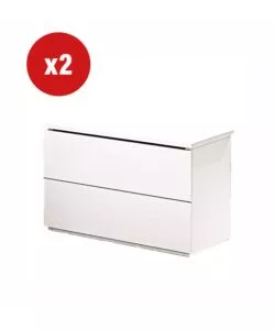 SET 2 COMODINI "GIOTTO" 2 CASSETTI BIANCO FIAMMATO 49X38X41 CM