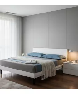 Letto matrimoniale "Giotto" bianco graffiato 160x190 cm