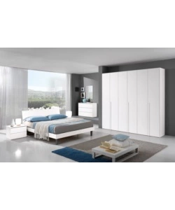 Letto matrimoniale "Giotto" bianco graffiato 160x190 cm