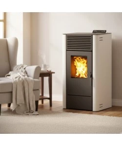 Stufa a pellet ventilata Caris "Dalia" bianco7,5 kW