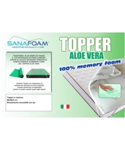TOPPER SINGOLO IN MEMORY FOAM CON ALOE 80X190 CM