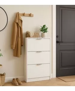 SCARPIERA BIANCA CON 3 ANTE 58X18X119 CM