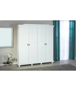 ARMADIO 4 ANTE IN PINO MASSELLO BIANCO, 182X59,5X197,5 CM
