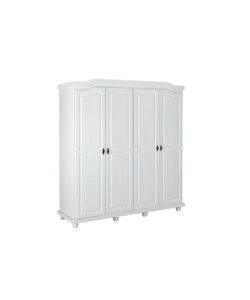 ARMADIO 4 ANTE IN PINO MASSELLO BIANCO, 182X59,5X197,5 CM