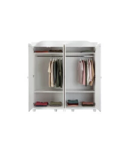 ARMADIO 4 ANTE IN PINO MASSELLO BIANCO, 182X59,5X197,5 CM