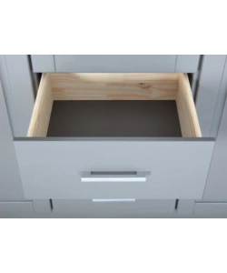 ARMADIO 3 ANTE E 3 CASSETTI IN LEGNO DI PINO MASSELLO GRIGIO, 140X55X190 CM