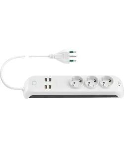 MULTIPRESA SMART WIFI, COMPATIBILE CON ALEXA E GOOGLE HOME, 3 USCITE SCHUKO, 4 USB A, SPINA 16A, CONTROLLO VOCALE O REMOTO CON APP VIEW - VIMAR