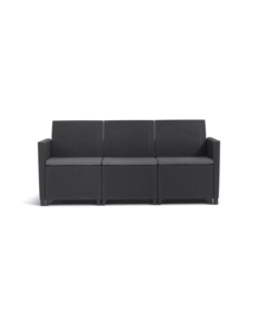 SET DA GIARDINO "CLAIRE LOUNGE" CON 2 POLTRONE, UN DIVANO A 3 POSTI E TAVOLO, COLORE GRAFITE - KETER