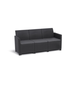 SET DA GIARDINO "CLAIRE LOUNGE" CON 2 POLTRONE, UN DIVANO A 3 POSTI E TAVOLO, COLORE GRAFITE - KETER