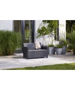 SET KETER "CLAIRE LOUNGE" DA ESTERNO CON DUE DIVANI A DUE POSTI E UN TAVOLO 55,5X55,5 COLOR GRAFITE - K253445
