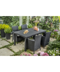 POLTRONA DA GIARDINO "IOWA DINING CHAIR" CON CUSCINO COLORE GRAFITE, 89X60X62 CM - KETER