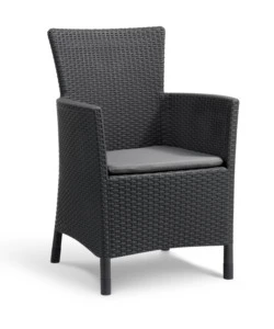 POLTRONA DA GIARDINO "IOWA DINING CHAIR" CON CUSCINO COLORE GRAFITE, 89X60X62 CM - KETER