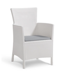 POLTRONA DA GIARDINO "IOWA DINING CHAIR" CON CUSCINO COLORE BIANCO, 89X60X62 CM - KETER
