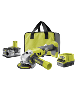 SMERIGLIATRICE A BATTERIA RYOBI "R18AG-140S" 18V 115MM, CON BATTERIA 4.0 AH E CARICABATTERIE