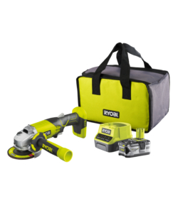 SMERIGLIATRICE A BATTERIA RYOBI "R18AG-140S" 18V 115MM, CON BATTERIA 4.0 AH E CARICABATTERIE