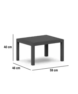 SET DA GIARDINO "JUNGLE" IN POLIPROPILENE CON CUSCINI ANTRACITE 4 SEDUTE E TAVOLINO