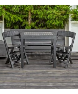 SET DA GIARDINO "POKER" IN POLIPROPILENE ANTRACITE 2 SEDUTE E TAVOLO