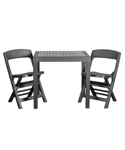 SET DA GIARDINO "POKER" IN POLIPROPILENE ANTRACITE 2 SEDUTE E TAVOLO
