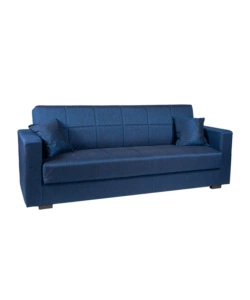 DIVANO LETTO "NORA" 3 POSTI IN TESSUTO BLU, 212X80X87 CM