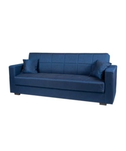 DIVANO LETTO "NORA" 3 POSTI IN TESSUTO BLU, 212X80X87 CM