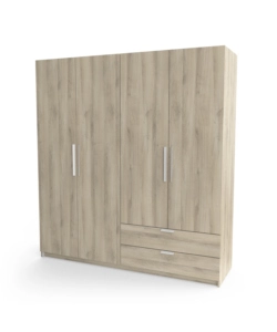 ARMADIO 4 ANTE E 2 CASSETTI QUERCIA, 178X51,4x191,5 CM
