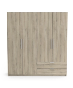 ARMADIO 4 ANTE E 2 CASSETTI QUERCIA, 178X51,4x191,5 CM