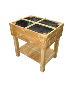 FIORIERA PER ORTO DA ESTERNO CON SUPPORTO IN LEGNO DI PINO 80X60X80H CM