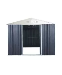 CASETTA DA ESTERNO IN LAMIERA ZINCATA DOMUS "S" GRIGIA CON PORTE SCORREVOLI 187X131X194 CM