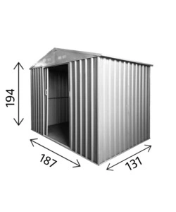 CASETTA DA ESTERNO IN LAMIERA ZINCATA DOMUS "S" GRIGIA CON PORTE SCORREVOLI 187X131X194 CM