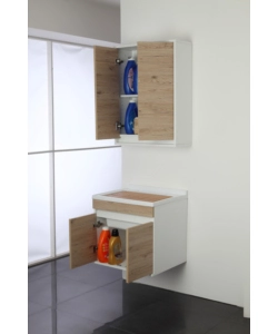LAVATOIO SOSPESO BIANCO E ROVERE, 60X50X61 CM