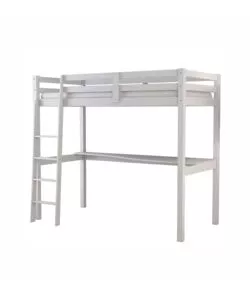 LETTO A SOPPALCO CON SCRIVANIA "NIZZA" IN PINO MASSELLO BIANCO LACCATO 90X190X176 CM