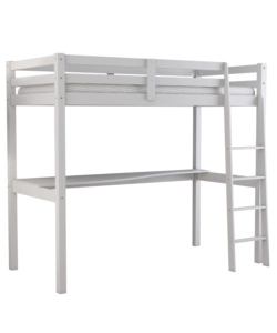 LETTO A SOPPALCO CON SCRIVANIA "NIZZA" IN PINO MASSELLO BIANCO LACCATO 202X98X176 CM