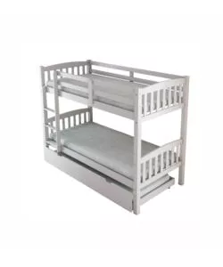LETTO A CASTELLO "TOLOSA" IN PINO MASSELLO BIANCO 90X190X156 CM