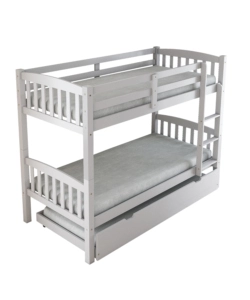 LETTO A CASTELLO "TOLOSA" IN PINO MASSELLO BIANCO 201X98X154 CM