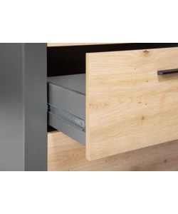 LIBRERIA 3 RIPIANI E 3 CASSETTI GRIGIO E QUERCIA, 68,6X41,6X190 CM