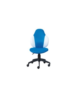 SEDIA UFFICIO IN TESSUTO AZZURRO E BIANCO, 52X56X94-103,5 CM