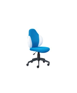 SEDIA UFFICIO IN TESSUTO AZZURRO E BIANCO, 52X56X94-103,5 CM