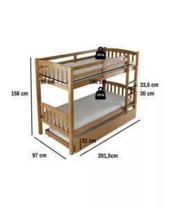 LETTO A CASTELLO BELLAHOME "TOLOSA" IN PINO MASSELLO MIELE 201,5X97,5X156 CM