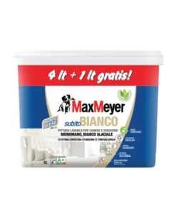 PITTURA MURALE LAVABILE SUBITO BIANCO A+ AD ALTA COPERTURA, 4 LITRI - MAX MEYER