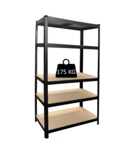 SCAFFALE IN METALLO E LEGNO CON 5 RIPIANI, 90x40x180 CM PORTATA 175 KG - GRIMA