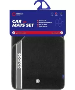SET 4 PEZZI TAPPETI MOQUETTE PER AUTO SPARCO GRIGIO E NERO