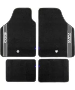 SET 4 PEZZI TAPPETI MOQUETTE PER AUTO SPARCO GRIGIO E NERO