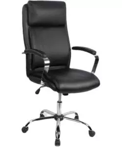 SEDIA UFFICIO "PRINCETON" IN ECOPELLE NERA, 64X75X115-123 CM