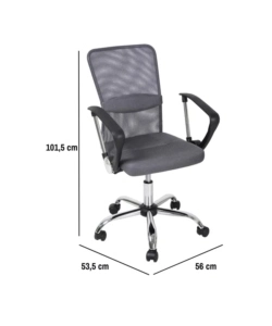 SEDIA DA UFFICIO TRASPIRANTE BELLAHOME "STANFORD" CON BRACCIOLI IN TESSUTO GRIGIO 56X53,5X91,5-101,5 CM