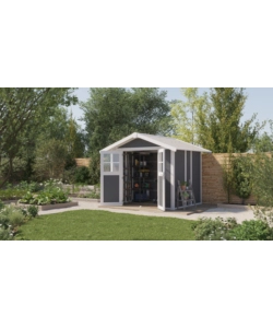 CASETTA DA GIARDINO IN PVC GROSFILLEX "DECO 5" GRIGIO SCURO E BIANCO 295X261X236 CM - COD. 22905276